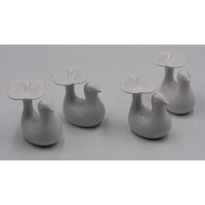MCM Minimalist Blanc de Chine Porcelain Bird, Tulip Candle/Ring Holders Germany
